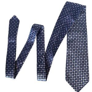TED BAKER London Blue Tie Diamond Woven Pattern 100% Silk‎ Mens Necktie USA